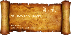 Milkovich Adony névjegykártya